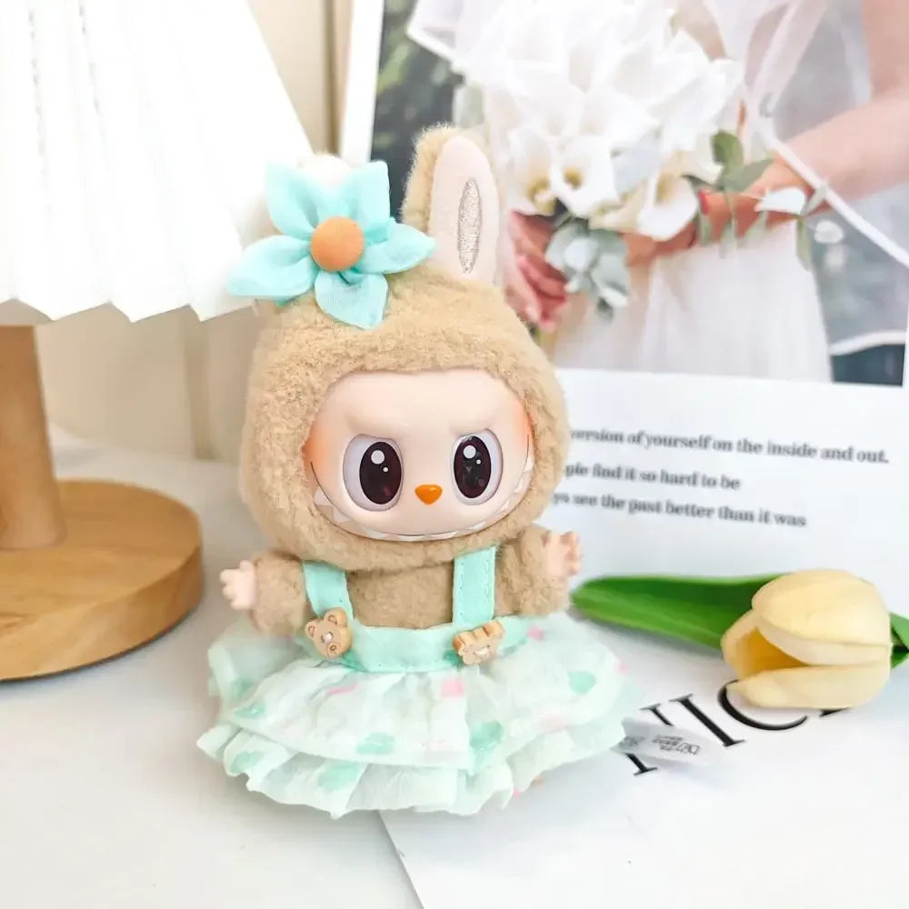 17cm Mini Plush Doll'S Clothes Outfit Accessories For Korea Kpop Exo Labubu V1 V2 Idol baby clothes Wrinkle dress Clothing Gift