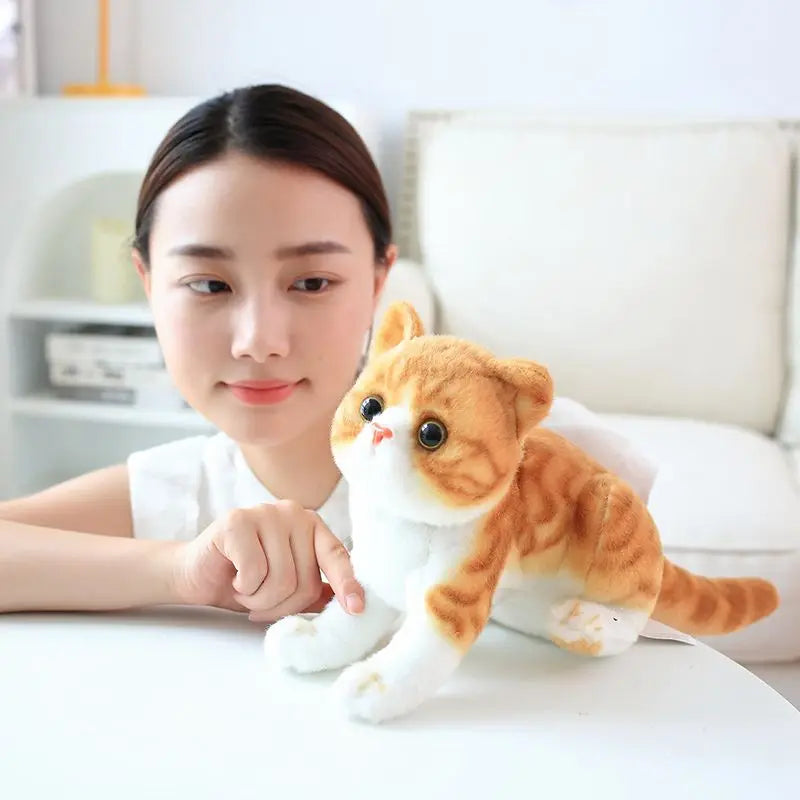 Orange Cat American Shorthair Plush Toy Like Real Cute Little Kitten Colorful Cats Doll Striped Sweet Peluche Children Present