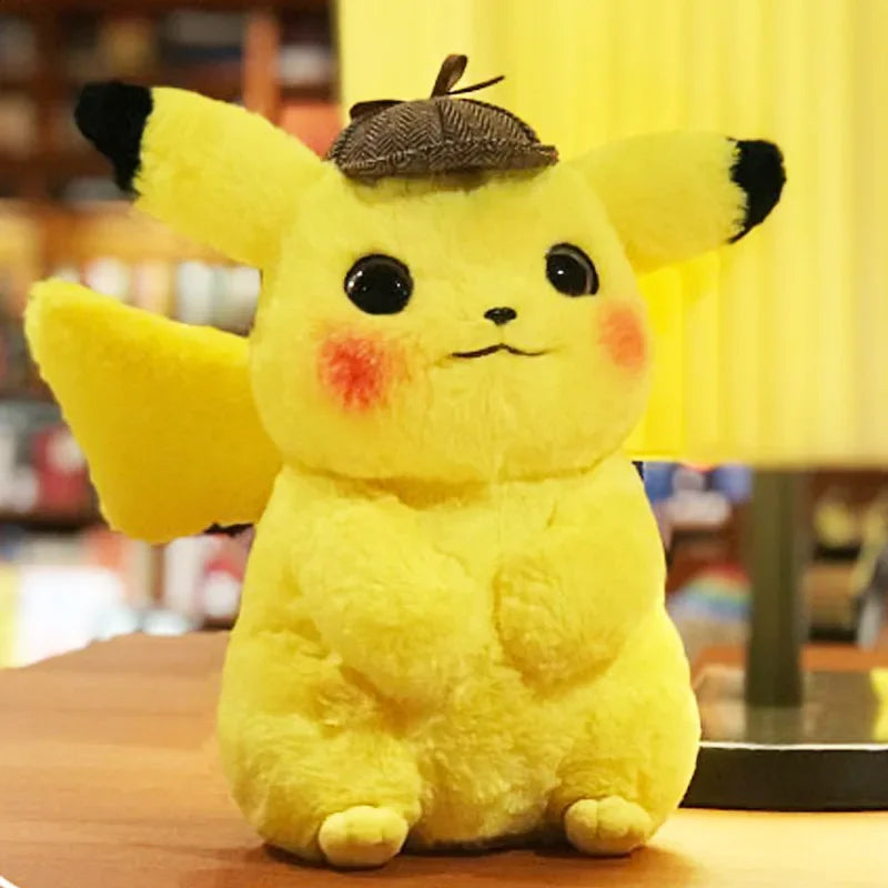 28CM Pokemon Plush Toy Detective Pikachu Plush Cute Dolls Movie Anime Stuffed Cartoon Kawaii Pokémon Girl Birthday Toy Gift