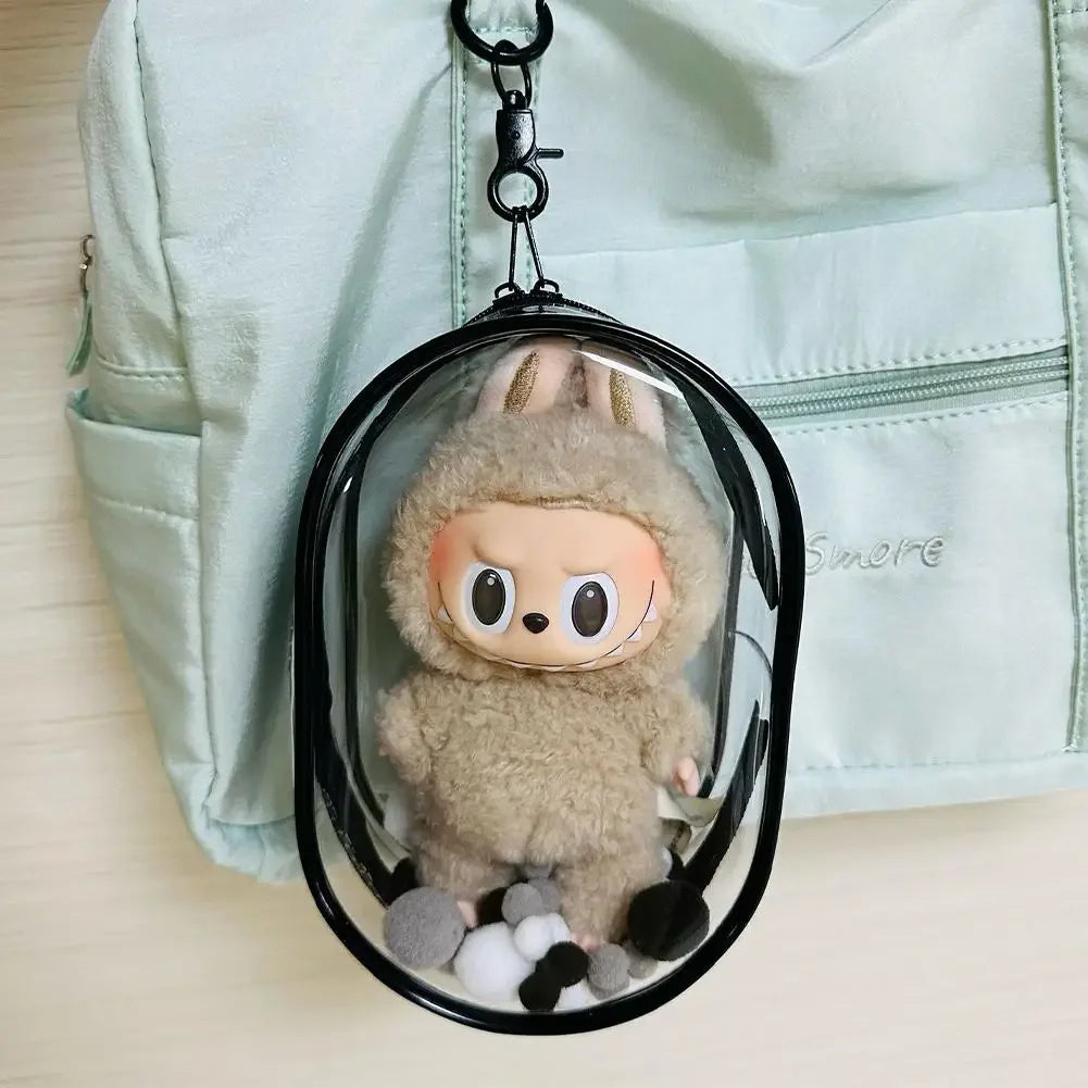 For Labubu for upset duck Portable Transparent PVC Mystery Box Anti Dust Sunscreen Rain Guard For doll【only bags