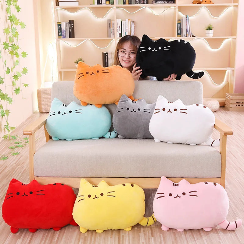 Kawaii Cookie Cat Plush Pillow Soft Sofa Cushion Stuffed Kitten Toy Pause Bed Sleep Pillows Home Decor Birthday Gift Doll Kids