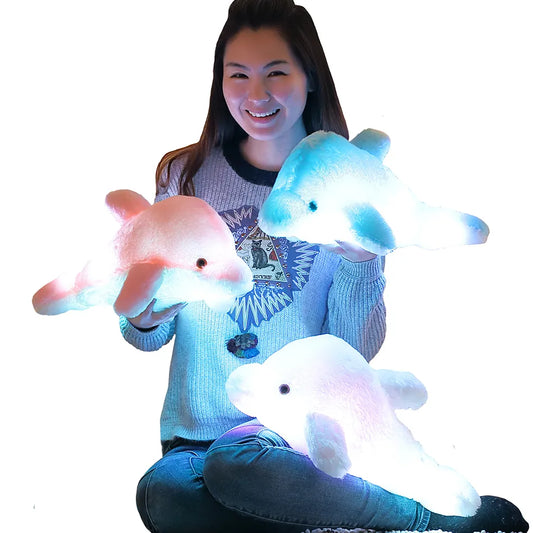 45cm/25cm Luminous Plush Dolphin Glowing Pillow