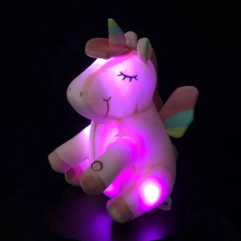 New Arrive 25/50cm Luminous Stuffed  Unicorn Toys Gleamy Animal Doll Lovely Animals Birthday Gift For kids Baby Super Quality