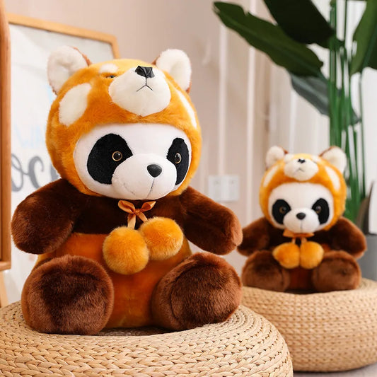 Cuddly High Quality 25/30/40cm Sitting Soft Stuffed Panda Dressing Up Raccoon Toys Plush Animals Bear Cosplay Raccoon Peluche