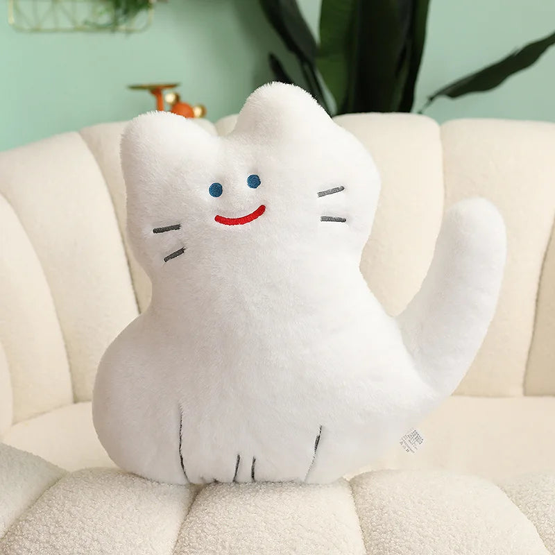 40cm Cartoon Cute Stuffed Biscuits Cats Toys Pillow Super Soft Animals White&Black Smile Cat Dolls Home Sofa Cushion Nice Gift