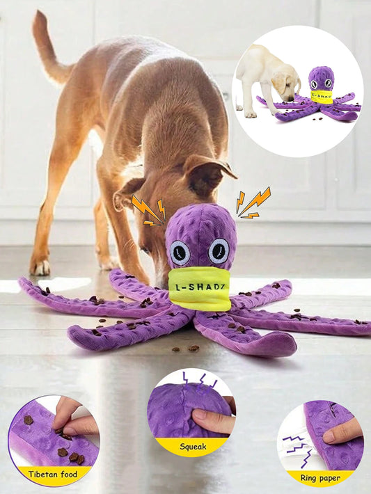 Dog Enrichment Toys，Octopus Dog Toys，Dog Snuffle Toy，Helps pets eat slowly, Dog Puzzle Game Interactive Toy，Slow Feeder Game