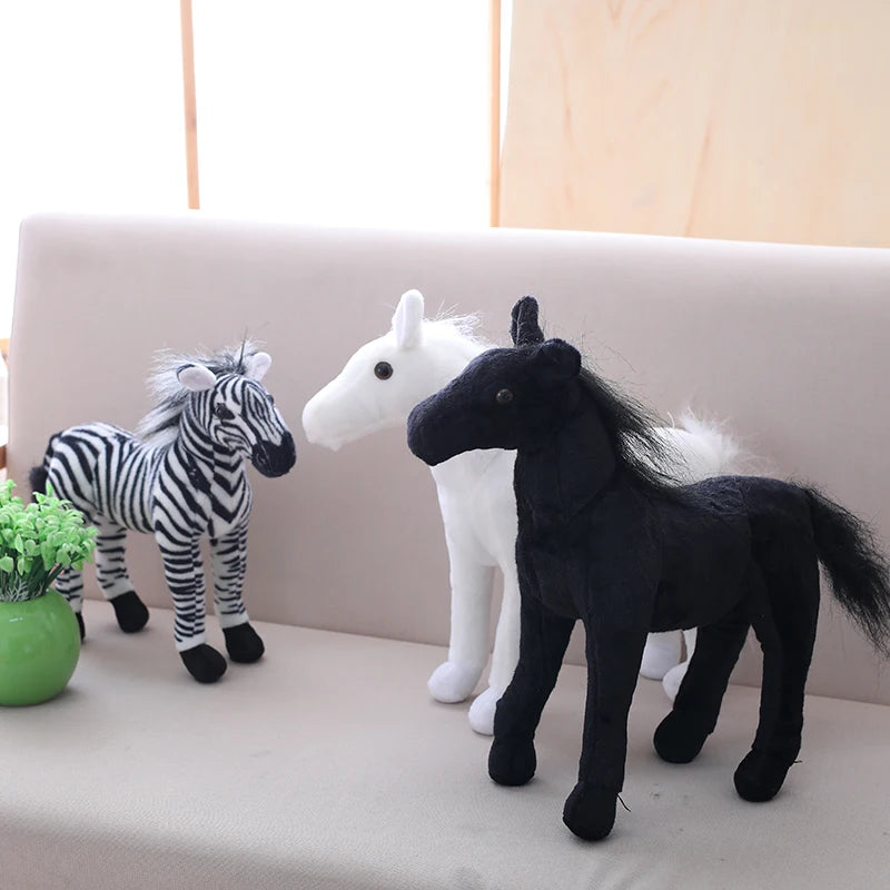 30cm Simulation Horse Plush Toys Cute Stuffed Animal Zebra Doll Soft Realistic Horse Toy Kids Birthday Gift