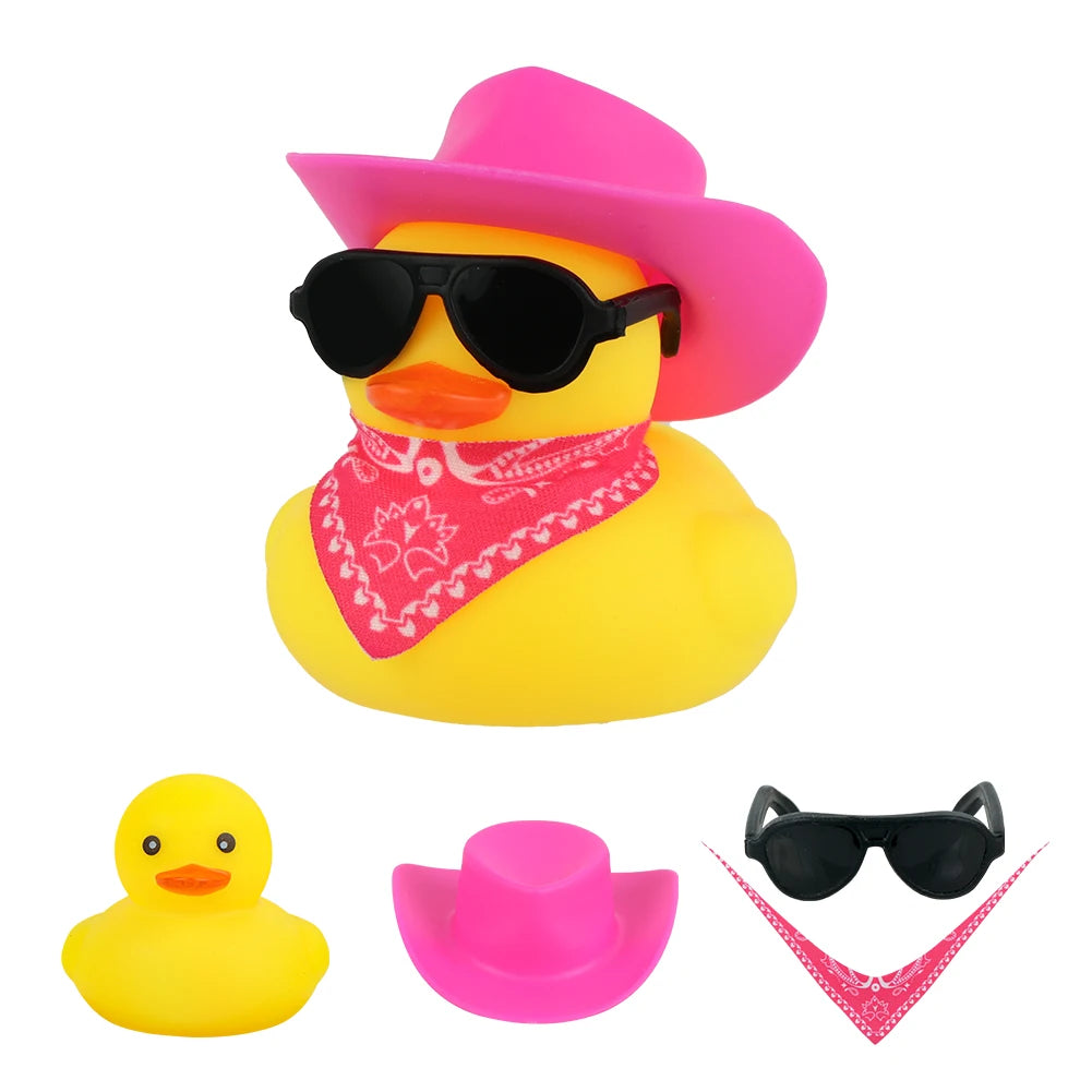 Summer Swimming Ring Yellow Rubber Duck Cute Cowboy Hat Duckies Children's Pool Duck Toys