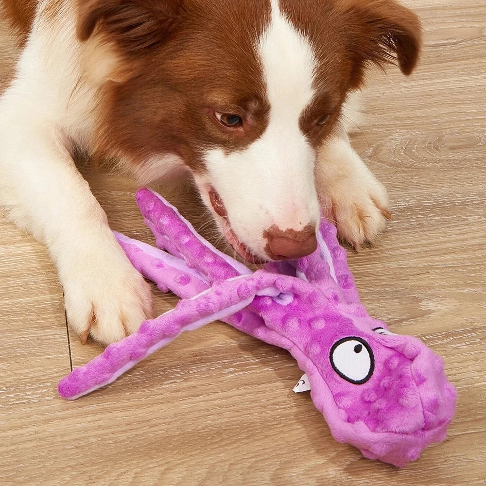 Pet Plush Toy Cat Dog Squeaker Squeaky Octopus Shell Toy Bite Resistant Puppy Interactive Training Teeth Cleaning Chew Toys