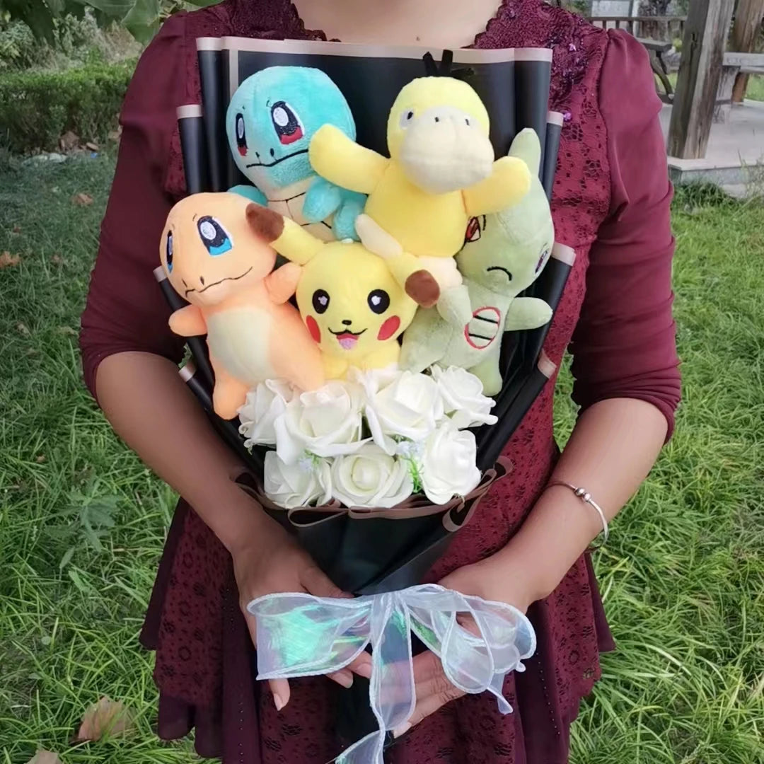 Pokemon Plush Anime Figures Pikachu Psyduck Snorlax Mew Charizard Plush Bouquet Christmas and Valentine's Day Birthday Gifts