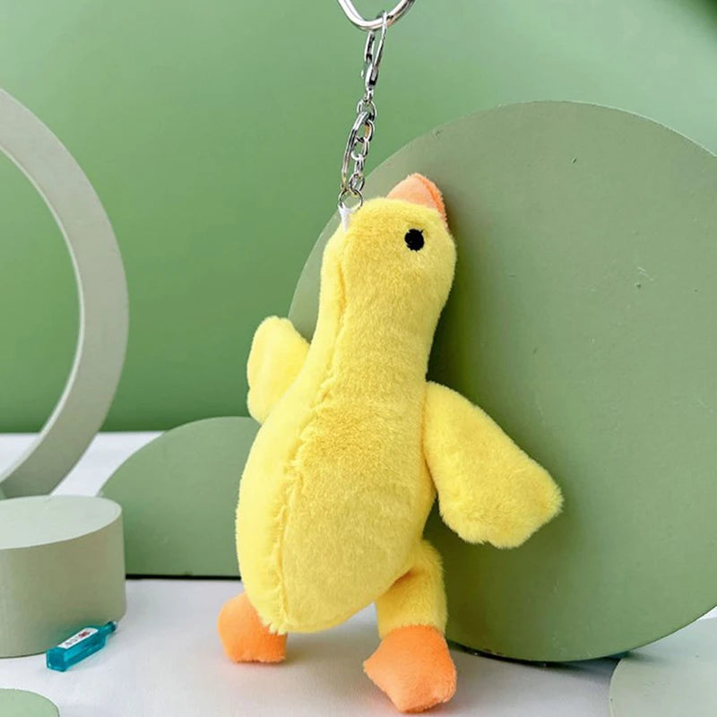 Stuffed Goose Keychain Cute Lie Down Goose Plush Keychain Adorable Stuffed Doll Ornament For Backpack Couple Key Ring Charm