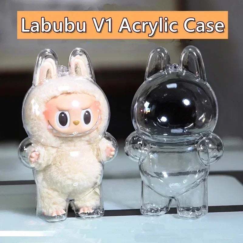 Protective Acrylic Case shell Transparent Organizer Box For Labubu V1 V2  pumpkin Style Thickened Doll Keychain Bags