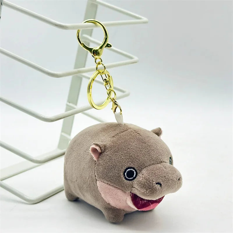 Moo Deng Plush Keychain Bag Pendant The Hippo Plush Doll Key Chain Cute Pygmy Hippopotamus Bouncy Pig Plush Doll Bag Charms