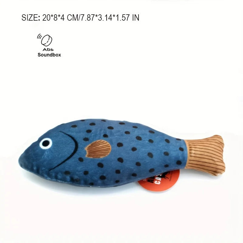 1PC Realistic Fish Cat Toy - Interactive Plush Chew Toy with Sound, Bite-Proof for Cats & Kittens - Stimulates Play