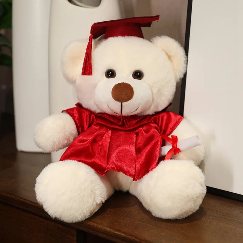 33cm High Quality Cute Graduate Dr. Bear Plush Toy Stuffed Teddy Bear Kawaii Toys for Kids Student Funny Graduation Gift