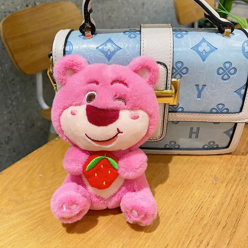 Strawberry Winking Bear Cute Doll Lotso Bear Pendant Plush Toy Wholesale Cartoon Keychain Lovely Lotso Bag Decoration