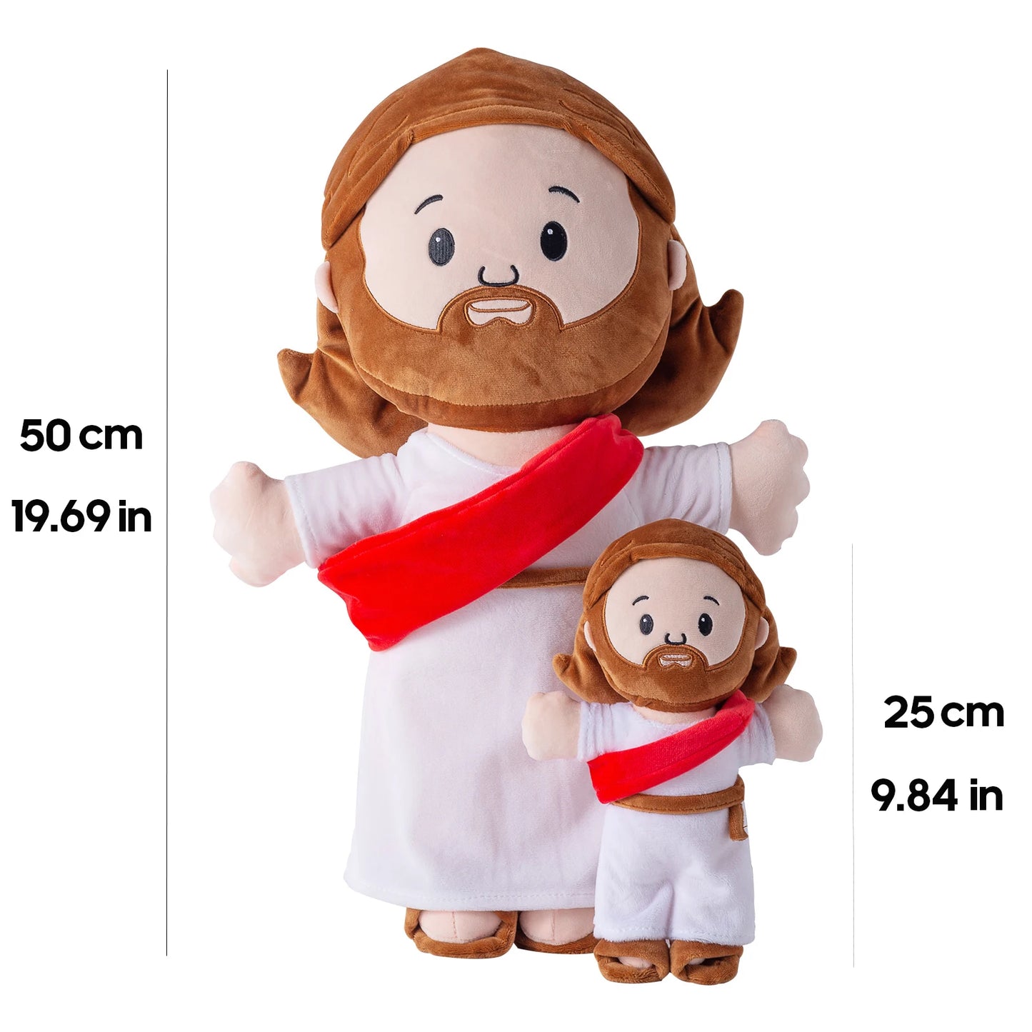 25cm/50cm Cartoon Jesus Pillow Stuffed Toy Bedside Sofa Cushion Christmas Gift Soft Plush Doll with Bible Pillow for Children