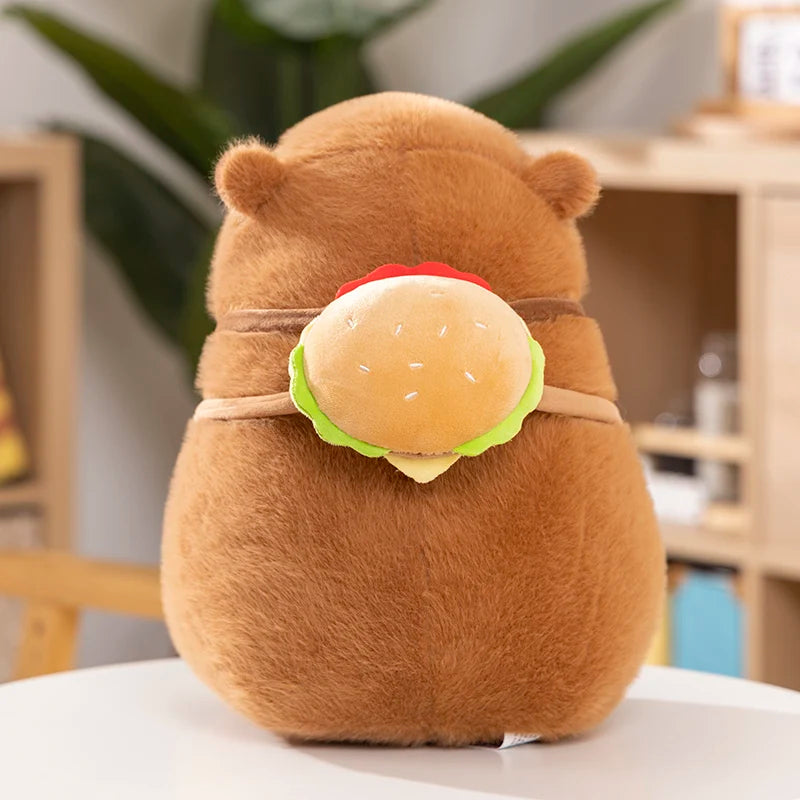 Capybara Series Plush Toy Fun Cosplay Strawberry Turtle Poop Hamburger Bun Lotus TV Series 1988 Fruit Food Decor Stuffed Animal