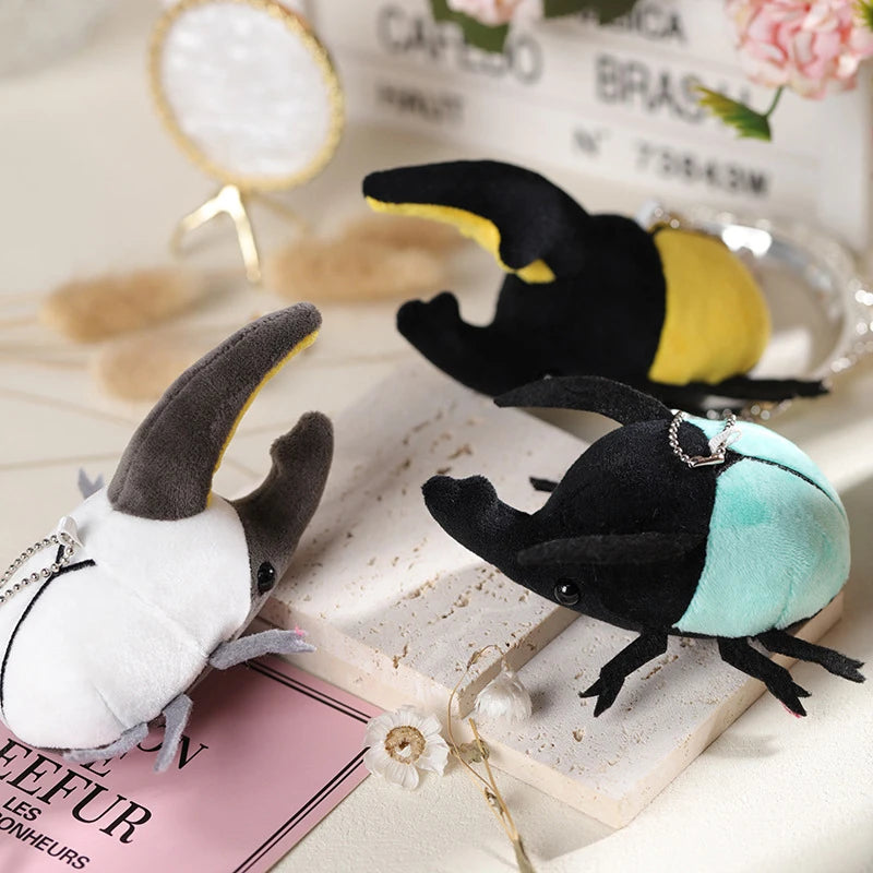 Cute Plush Doll Bag Pendant 10cm Insect-Beetle Plush Keychain Women Handbag Trinkets Backpack Decors Gift