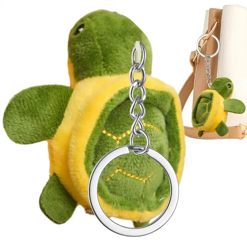 Tortoise Keychain Cute Animal Cartoon Key Pendant Decorative Soft Stuffed Plush Toy Keyring Sea Turtle Car Bag Pendant