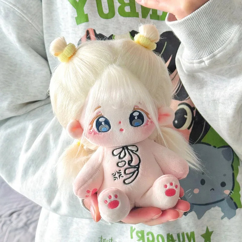 20cm Butterfly/Peach/Rain Plush Human Doll Figure Baby Doll Cute Face Kawaii Nude Cotton Body Dolls Stuffed Plushies Toys Gift