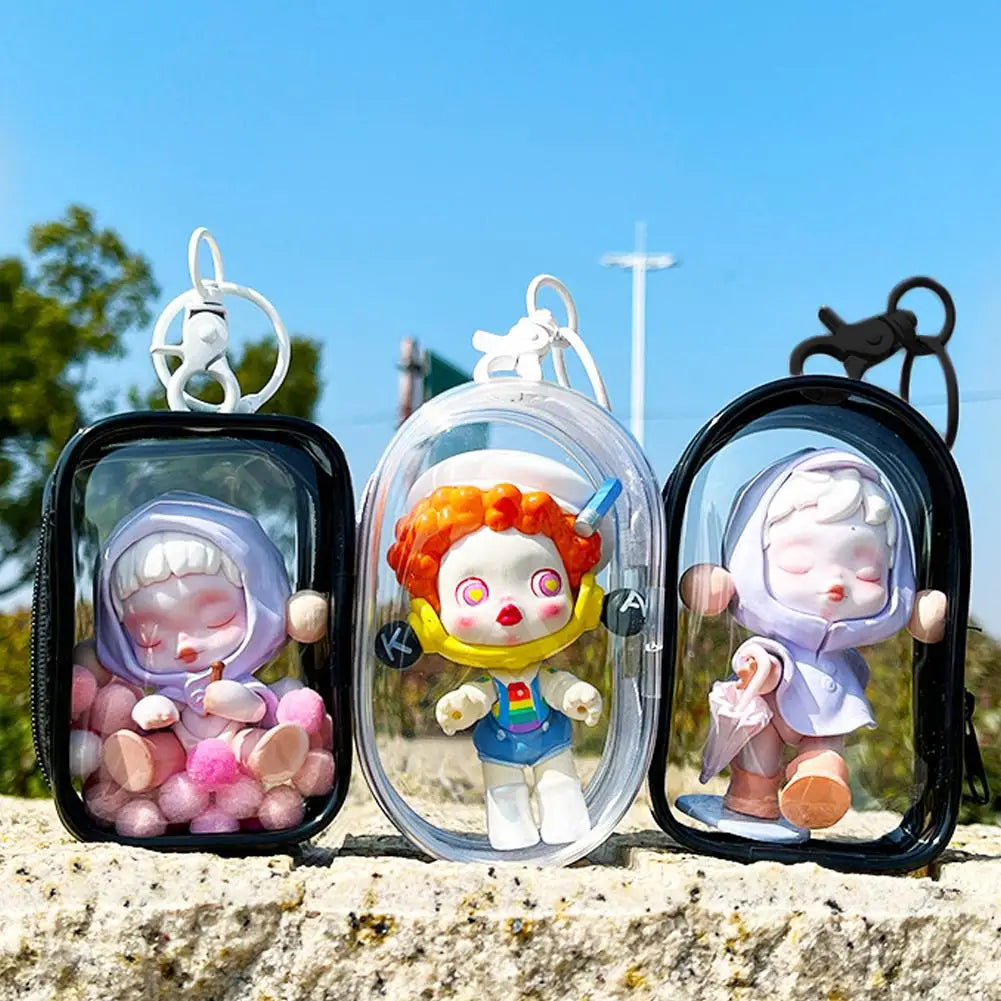 For Labubu Portable Transparent PVC Mystery Box Anti Dust Sunscreen Rain Guard For POPMART doll Selling only bags