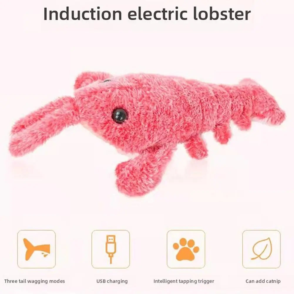 Moving Cat Toys Electric Lobster Rechargeable Simulation Jumping Shrimp Plush Electric Pet Teasing Cat Dogs Toys Pet Supplies