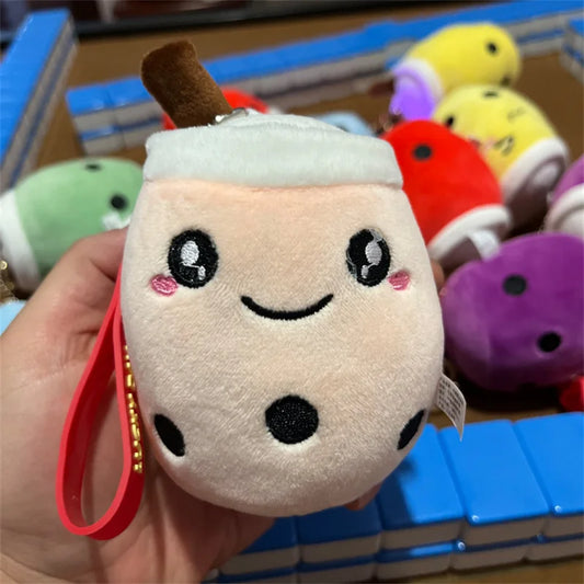 Lovely Bubble Tea Keychain Soft Plush Toy Keychain Stuffed Boba Doll Cute Backpack Decoration Best Birthday Xmas Gift for Girls