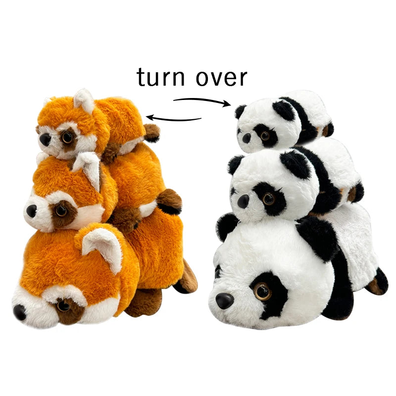 Cute Flip Panda Toys Kawaii Animals Red Raccoon Plush Dolls 2-in-1 Flip Change Cat Capibara Soft Pillows Graduation  Gifts