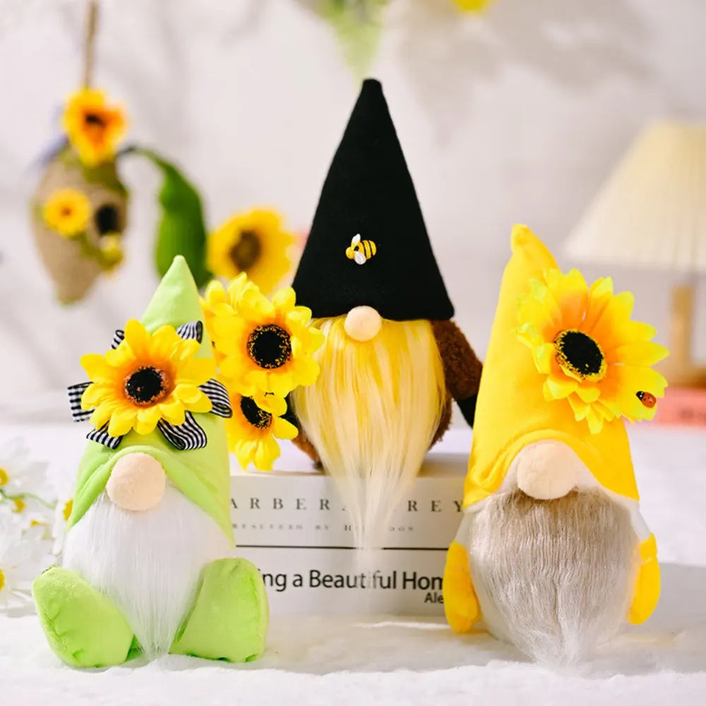 Sunflower Navia Bee Elf Gnome Bumblebee Striped Gnomes Scandinavian Home Dwarf Plush Beard Faceless Doll Window Desk Decor