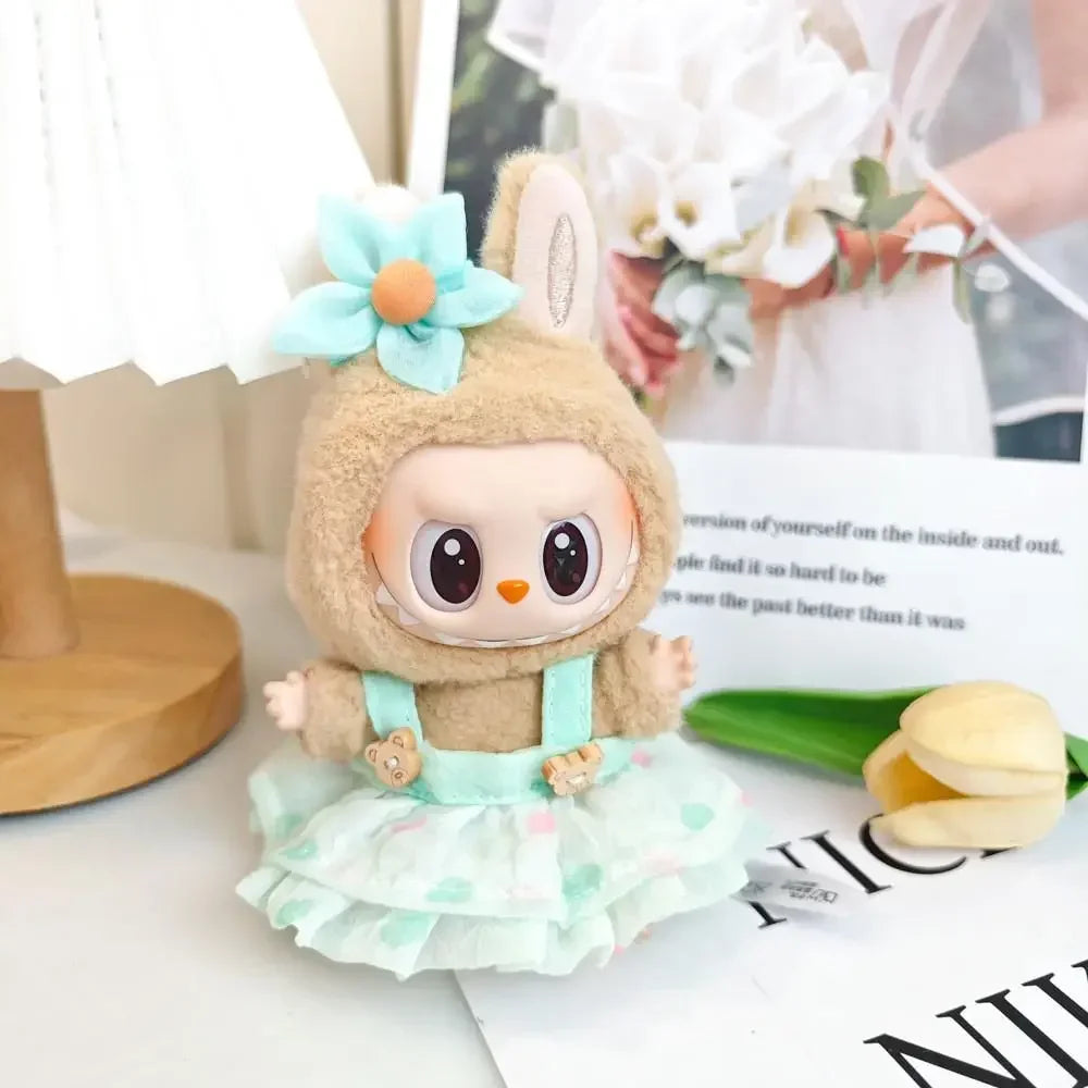 17cm Mini Plush Doll'S Clothes Outfit Accessories For Korea Kpop Exo Labubu V1 V2 Idol baby clothes Wrinkle dress Clothing Gift