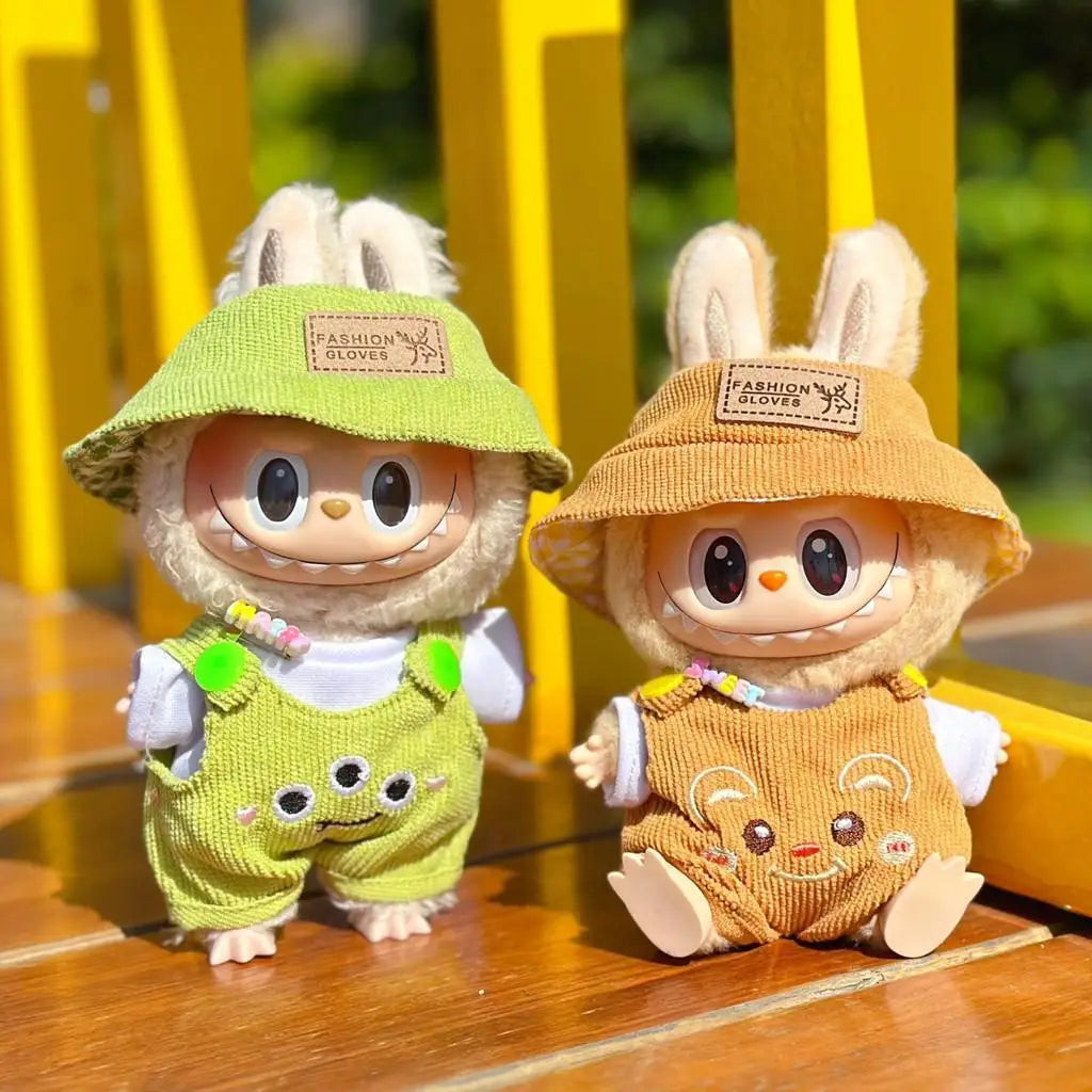 For 17cm labubu Doll Clothes Sitting Party Macaron Doll Overalls  Match Hoodies Dolls Accessories Cute Decoration Little clothes