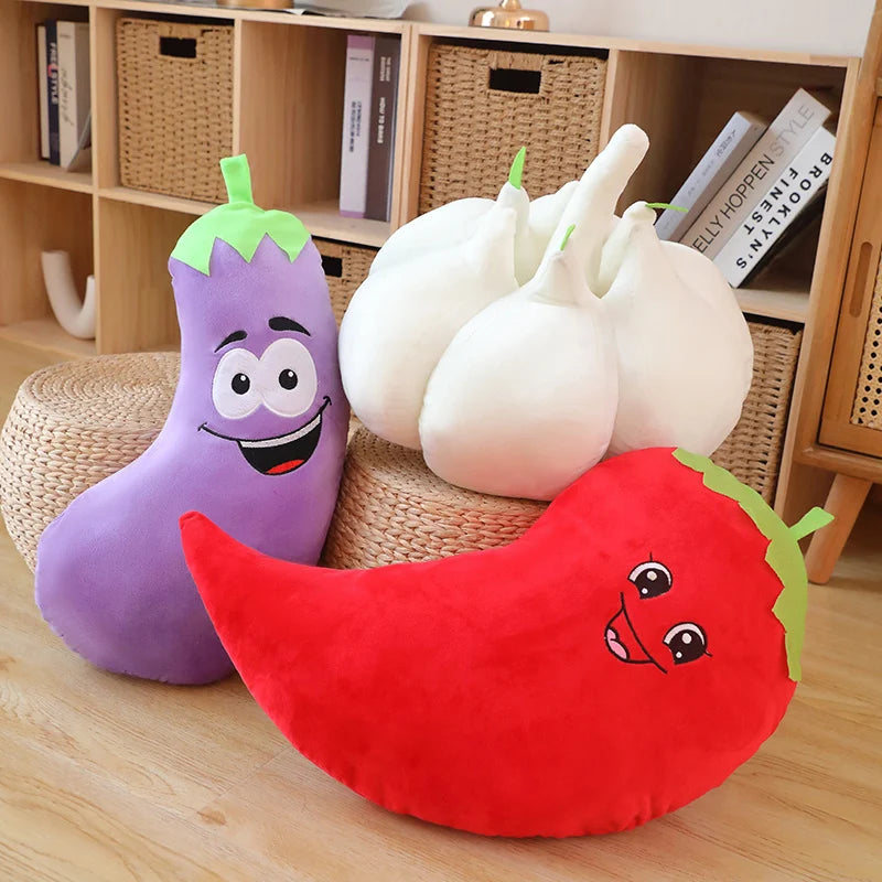 Simulation Big Eyes Garlic Chili Eggplant Plush Vegetables Toy  Soft Stuffed Plushie Doll Pillow Baby Kids Gift Decoration