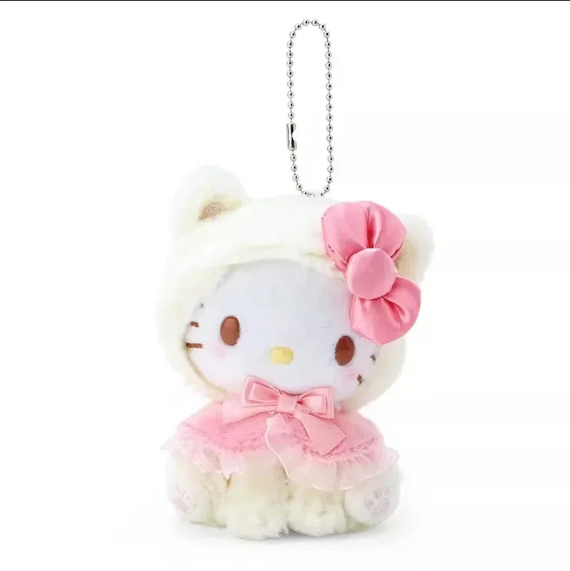 12Cm Sanrio Plush Keychain Hello Kitty Cinnamoroll My Melody Kuromi Small Panda Series Kawaii Plush Toys Backpack Accessories