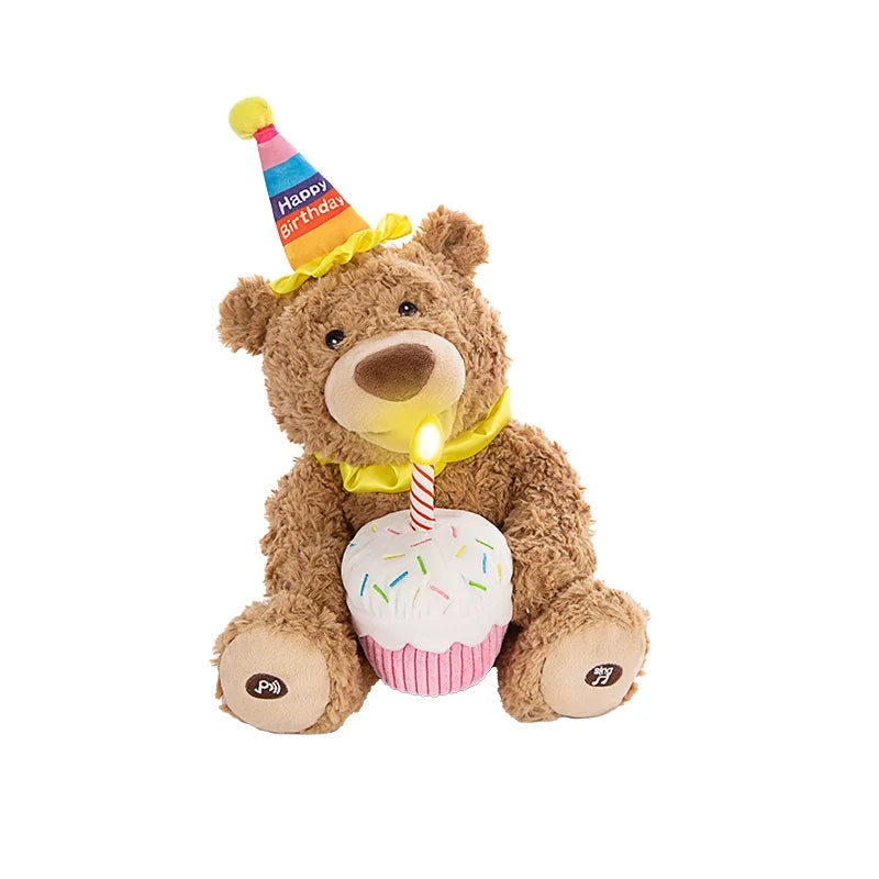 Cake Brown Bear Plush Toy Cute Stuffed Animal Toy Children Kids Doll Plush Soothing Cartoon Pillow Lovely Birthday Surprise Gift