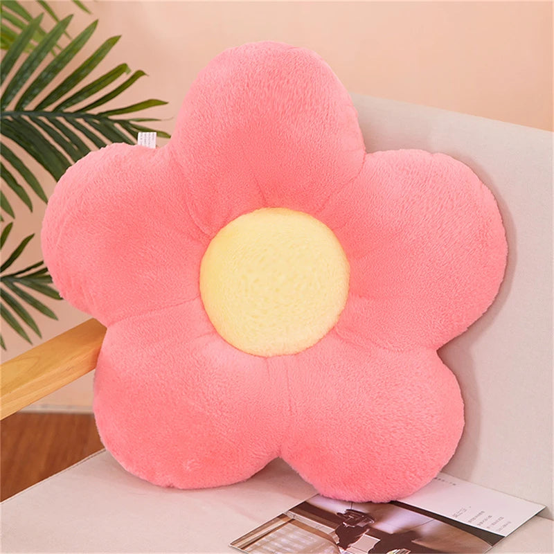 Winter Kawaii Colorful Flower Plush Pillow Soft Nap Office Classroom Chair Cushion Couch Pillow Bedroom