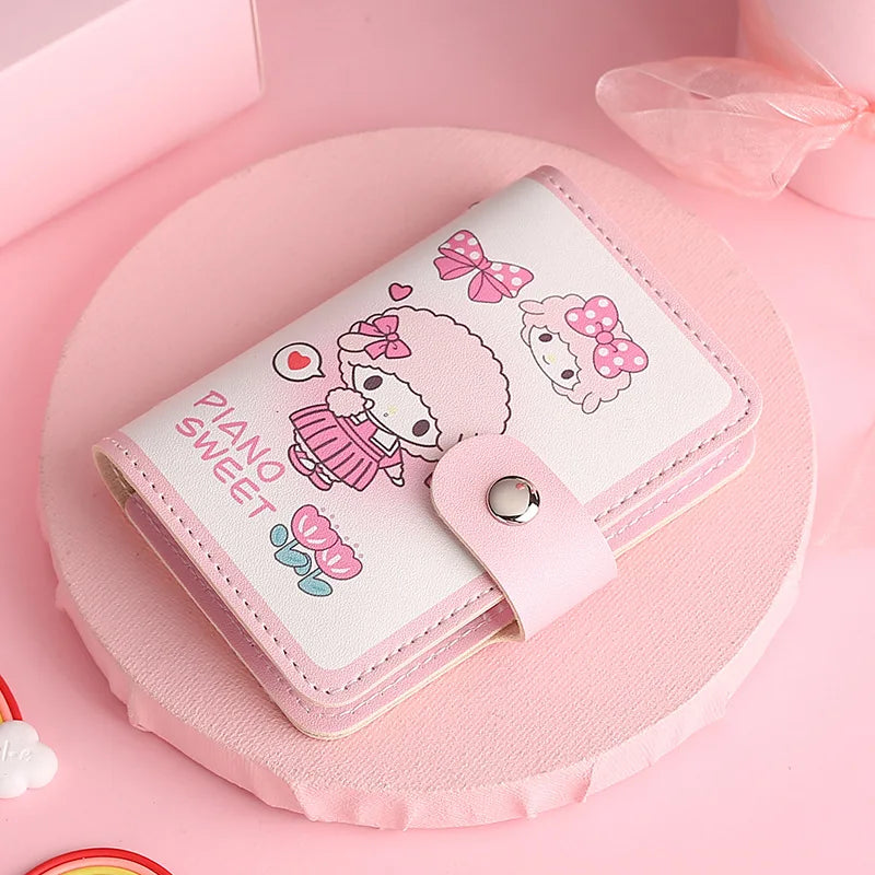 Kawaii Sanrio Wallet Bag Hello Kitty Bank Card Bag Id Credit Card Holder Cartoon Kuromi My Melody Cinnamoroll Bag Pu Mini Album