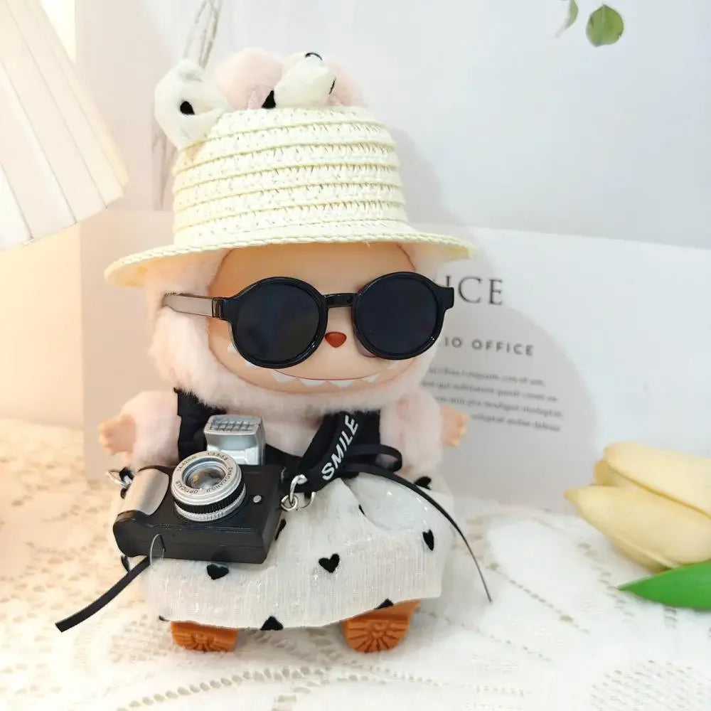 17cm Mini Plush Doll'S Clothes Outfit Accessories For Korea Kpop Exo Labubu Idol V1 V2 Love bow strap skirt set Clothing Gift