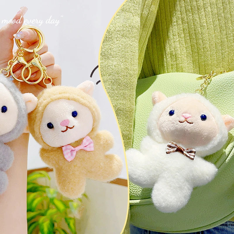 Cute Cartoon Lamb Plush Keychain Creative Kawaii Plush Doll Keychain Pendant Fashion Backpack Decoration Accessories Gifts