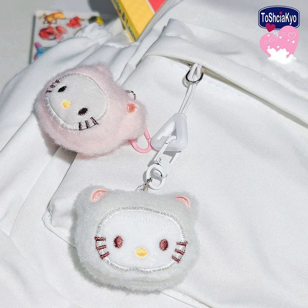 Hellokitty Plush Keychains Sanrio Creative Embroidered Pendant Schoolbag Keyrings Backpacks Decoration Christmas Gift for Friend