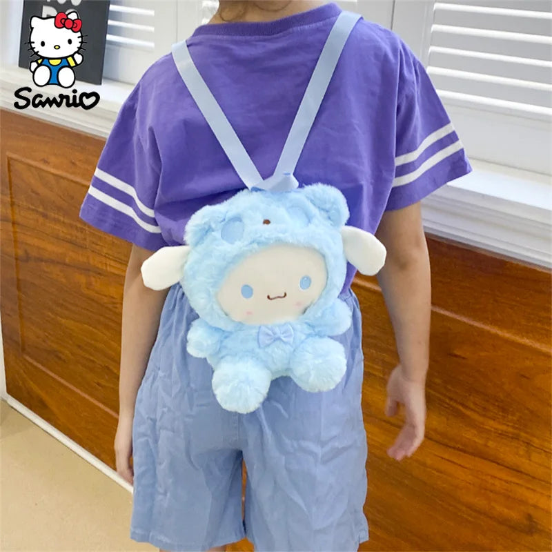 Kawaii Sanrio Backpack Plush Bag Kuromi Cinnamoroll Plush Dolls Backpack My Melody Stuffed Plush Storage Bags Kids Gift Toys