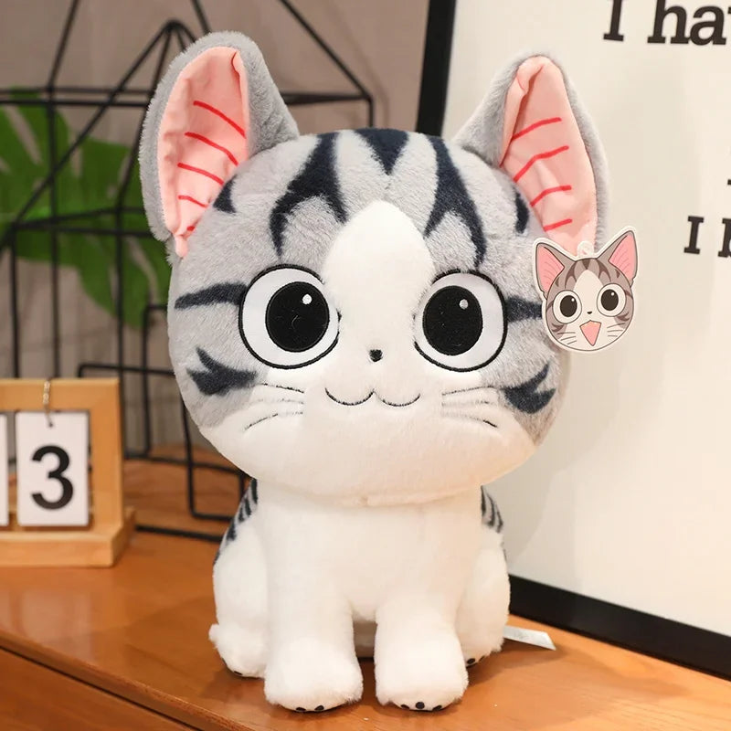 24-35cm Kawaii Cat Plush Toys Anime Character Chi Chi's Cat Stuffed Doll Soft Cheese Cat Home Decro