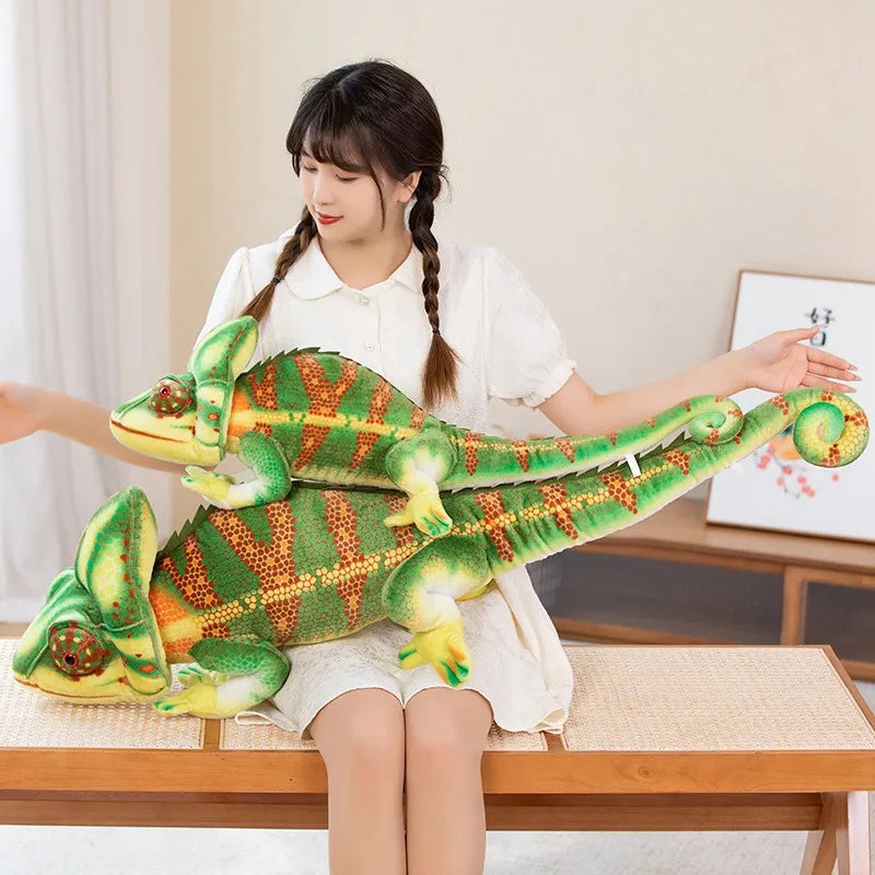 80CM/110CM Simulated Mane Lizard Doll Lifelike Chameleon Plush Toy Creative Boy Pillow Doll Birthday Gift Rag Doll