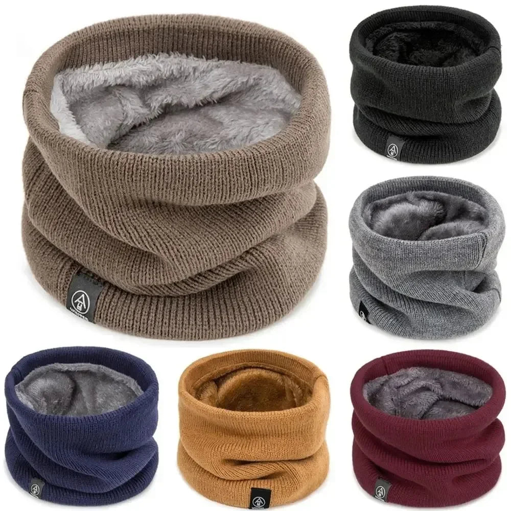 Winter Warm Knitted Ring Scarf For Women Men Plush Full Mask Tutdoor Cashmere Solid Snood Neck Scarves Thick Bufanda Muffler