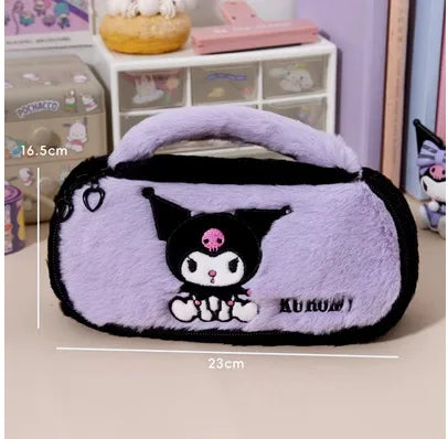 Cute Plush Cartoon Hello Kitty Travel Makeup Bag Girl Gift Kawaii Pochacco Kuromi Melody Student Stationery Pencil Case Supplies