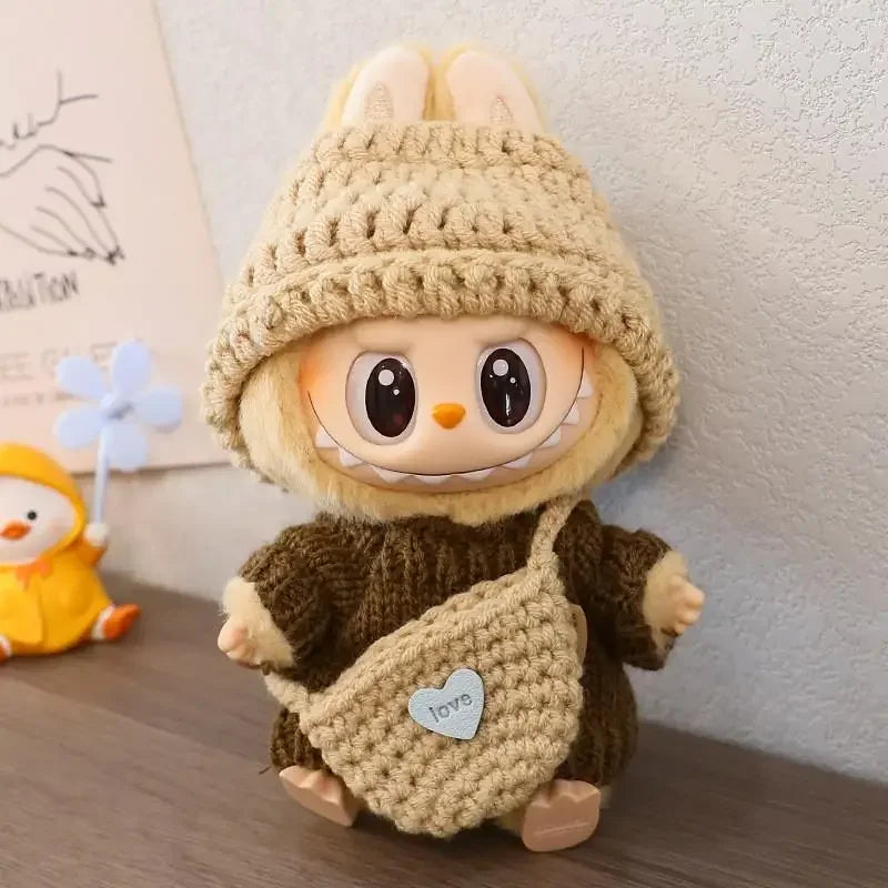 For 17cm labubu/Crybaby cloth doll accessories winter sweater outfit Hoodies Doll Clothes for labubu DIY