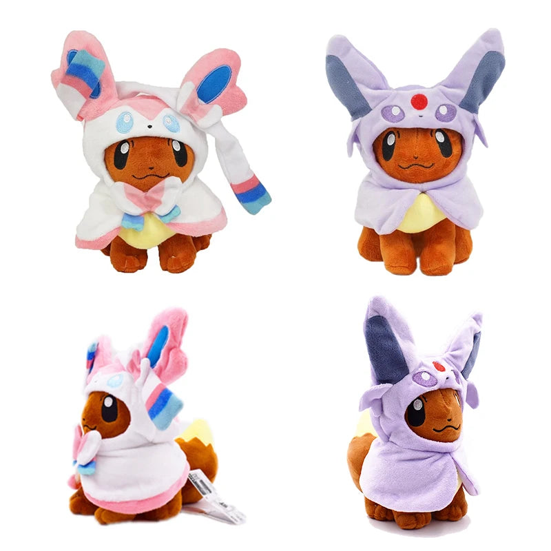 8 Styles Eevee Cosplay Pokemon Plush Toys Eevee Cos Sylveon Espeon Flareon Cute Cartoon Jolteon Peluche Stuffed Dolls Gifts