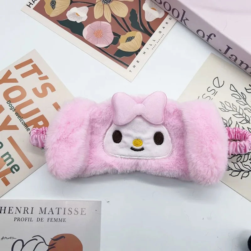 Sanrio Plush Cartoon Cute Cinnamoroll Melody Pom Pom Purin Sleeping Eye Mask Anime Peripheral Practical Home Furnishing