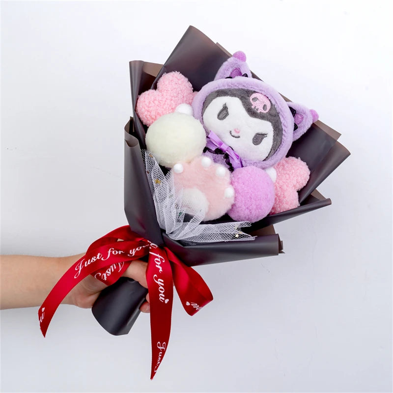 Anime Kuromi My Melody  Plush Bouquet Cinnamoroll Kt Cat Plush Doll Toy Gift Box Valentine's Day Christmas Halloween Gifts