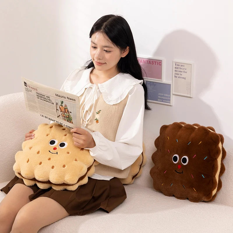 Cartoon Round And Square Sandwich Biscuit Plush Cushion Stuffed Simulation Chocolate Oreo Cookies Toy Pillow Home Decor Gift